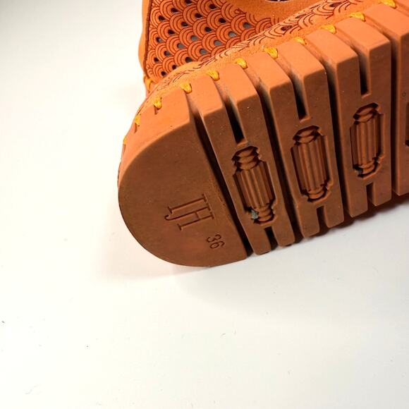 Ilse Jacobson Tulip139 Women’s Size 36 Leather Slip On Sneakers Orange Comfort - Picture 4 of 5